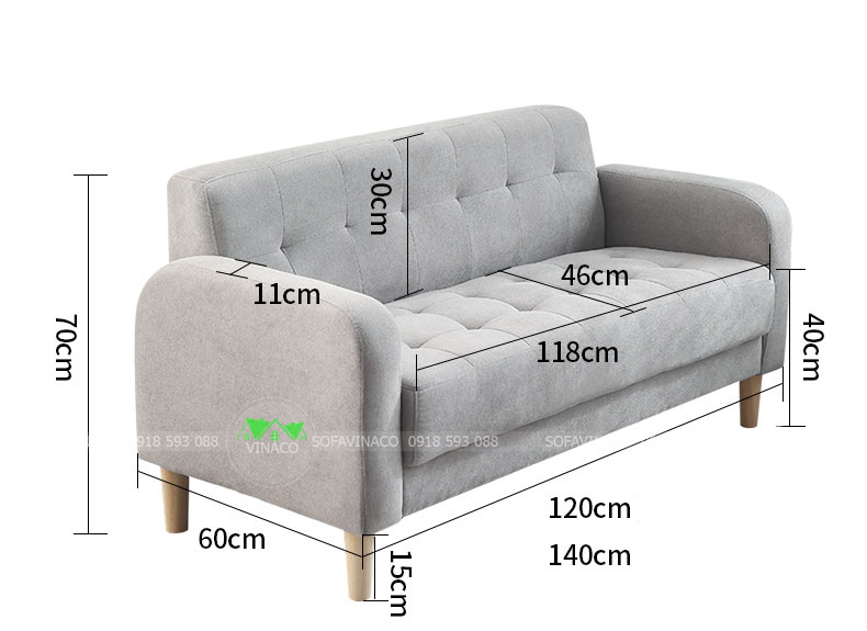 Kích thước của mẫu ghế sofa đôi 2 người ngồi